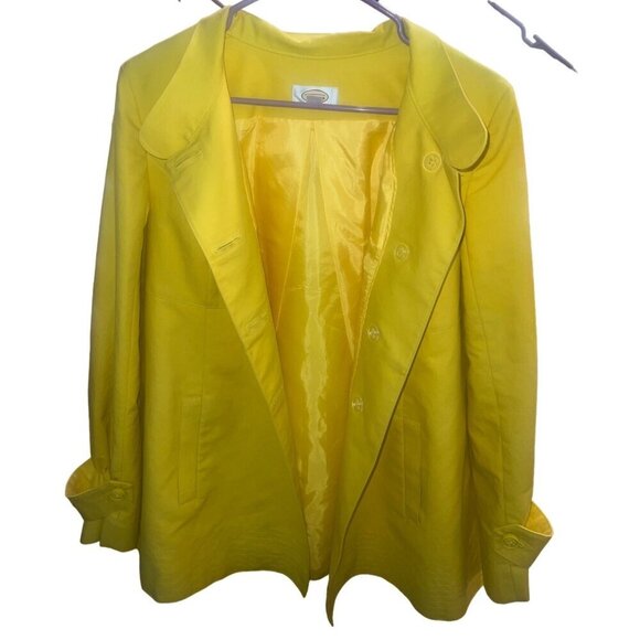 Talbots | Yellow Coat Jacket Pleated Back‎ Button Accents | Size 8 - Picture 3 of 9